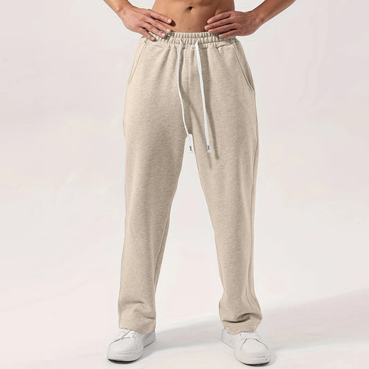 2024 Classic Sweatpants Mens Fleece Lined Trousers Wide Leg Straight Style Long Pants Workout High Waisted Yoga Sports Bottom
