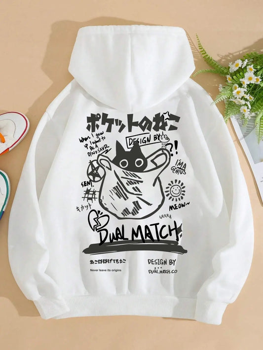 Cute Cat Cartoon Printed Sweatshirt Women